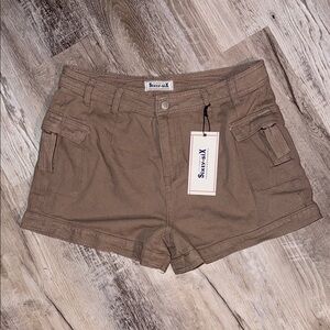 Women's Tan Cargo Shorts
